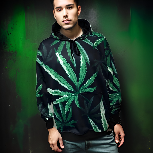 ^CLASSIC WEED LEAF^ ~ALL OVER PRINT~ PULLOVER HOODIES (FLEECE LINED)