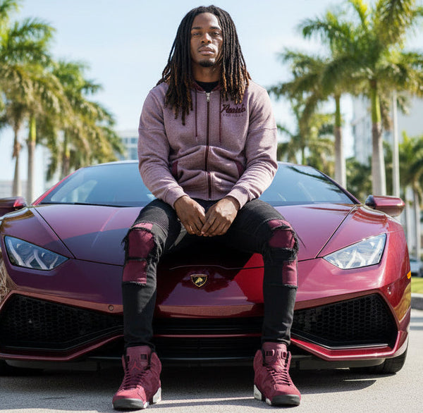 *PARISH NATION* LIGHT BURGUNDY BIG & TALL ZIP UP HOODIES (FULL ZIP)