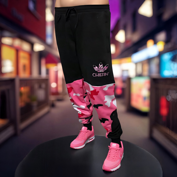 ^CHIEFIN’ ADI-FEATHER^ (PINK CAMOUFLAGE) JOGGER SWEATPANTS (CUT & SEW)