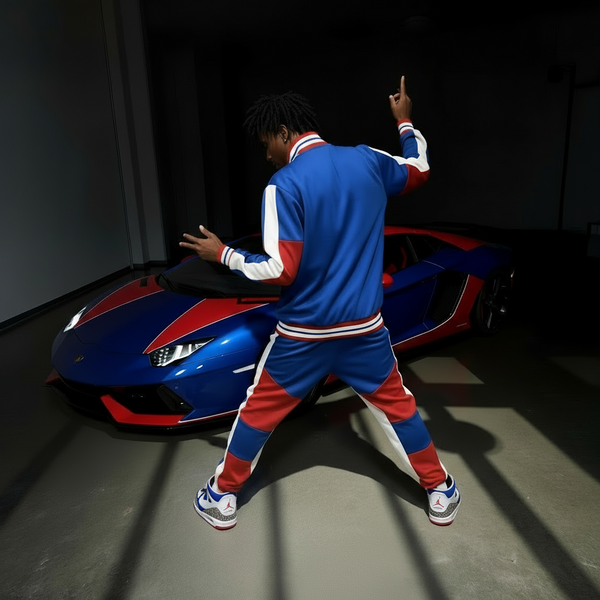 •UCXX• (BLUE-RED) ZIP UP TRACKSUITS (ACTIVEWEAR)