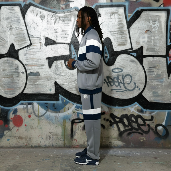 •HUSTLE GANG• (GREY-MULTI) ~SIMPLE CHIEF~ KNIT TRACKSUITS
