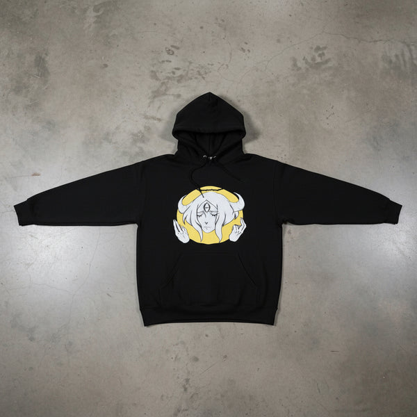 *DESIGN BY HUMANS* (BLACK) PULLOVER HOODIE (DISTRESSED LOGO STYLE)