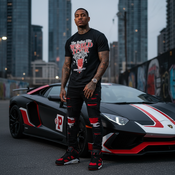 *CROOKS & CASTLES* (BLACK) ~WORLD TOUR~ SHORT SLEEVE T-SHIRTS