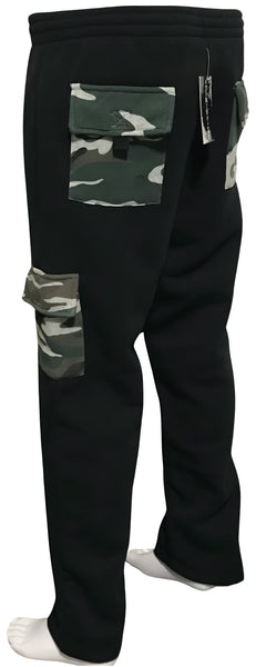 ^DOMINO LUX^ (BLACK WITH CAMO) STRAIGHT LEG SWEATPANTS