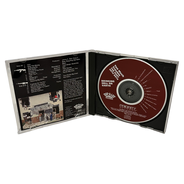 •TOO MUCH TROUBLE - BRINGING HELL ON EARTH• ~1992 OG PRESSINGS~ (CD & CASSETTE TAPE)