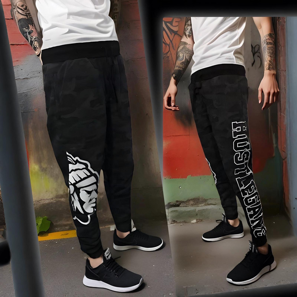 ^HUSTLE GANG^ (BLACK CAMOUFLAGE) *COLLEGIATE* KNIT SWEATPANTS