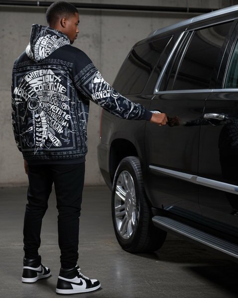 *TRIBE VIBES* (BLACK-WHITE-GREY) PULLOVER HOODIES