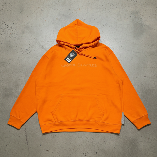 *CROOKS & CASTLES* (ORANGE) ~SANS SERIF LOGO~ PULLOVER HOODIES FOR MEN