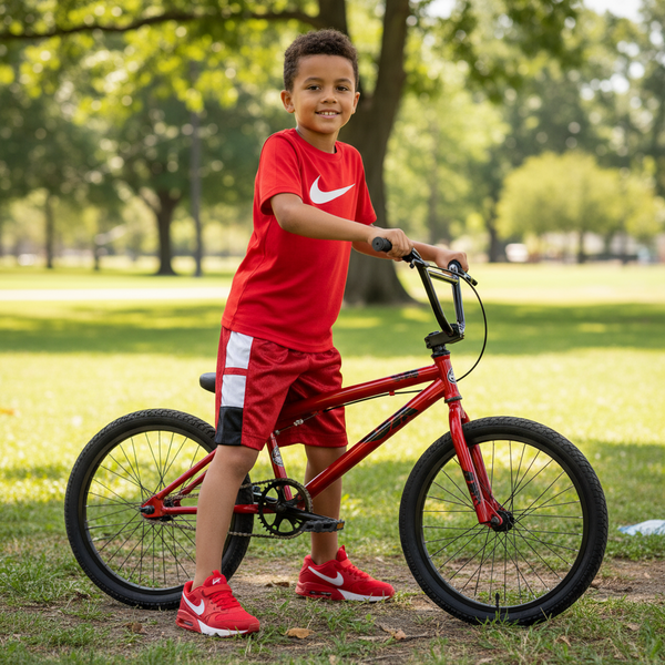 *NIKE* kids activewear shorts (RED/BLACK) (Medium 5-6 YRS)