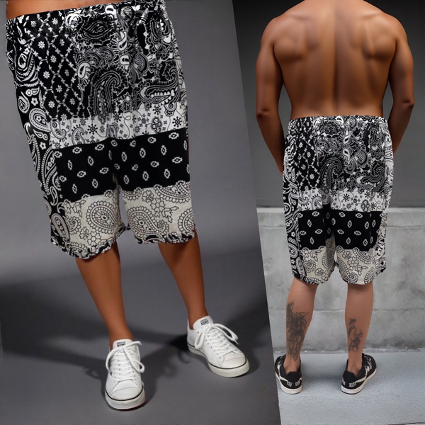 •PAISLEY SHORTS• ~Black & White~ *Light summer activewear*