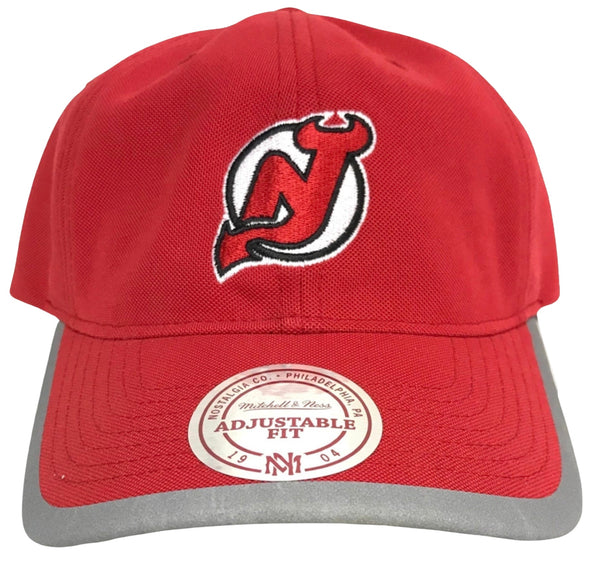 *New Jersey Devils* soft shell curved beak hats by Mitchell & Ness