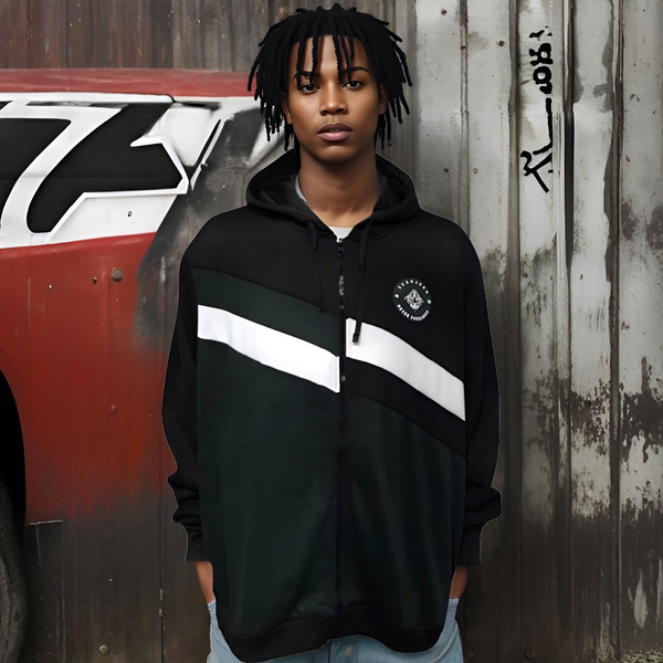 ^SEAN JOHN^ (GREEN~MULTI) POLYESTER HOODED ZIP UP TRACK JACKETS (XB SIZED)