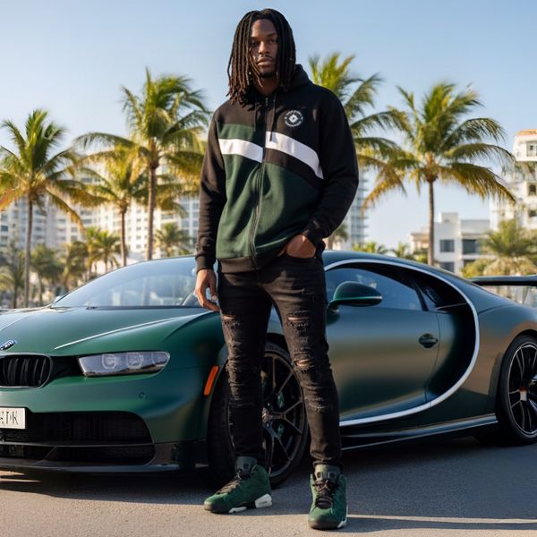 *SEAN JOHN* (GREEN~MULTI) POLYESTER HOODED ZIP UP TRACK JACKETS (XB SIZED)