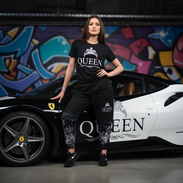 •QUEEN•OF•HEARTS• ~LUXURY JOGGER SWEATPANTS~ (CUT & SEW) (EMBROIDERED LOGO)
