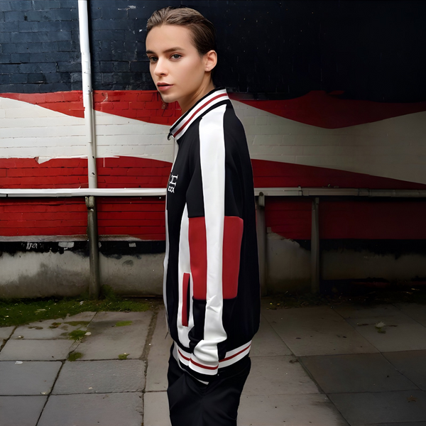 ^UCXX^ (BLACK-RED) ZIP UP TRACK JACKET (ACTIVEWEAR)