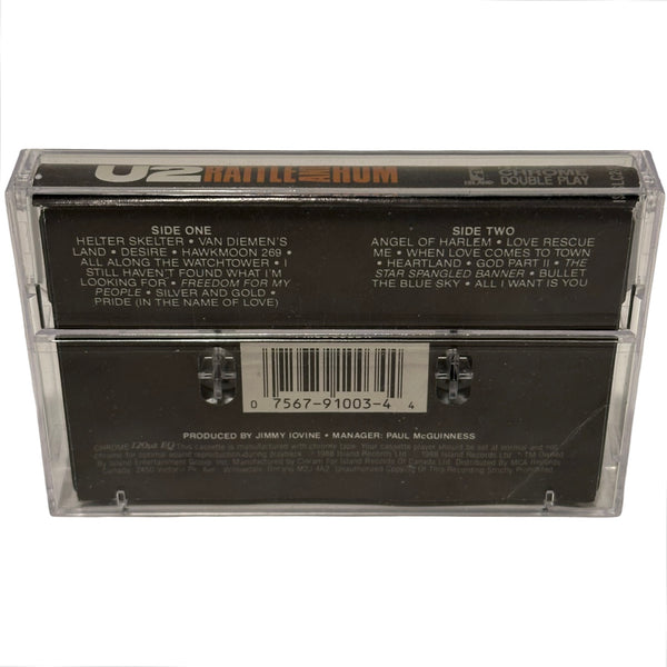 •U2 - RATTLE & HUM• ~1988 OG CANADIAN PRESSING~ (CASSETTE TAPE) (BLACK SHELL)