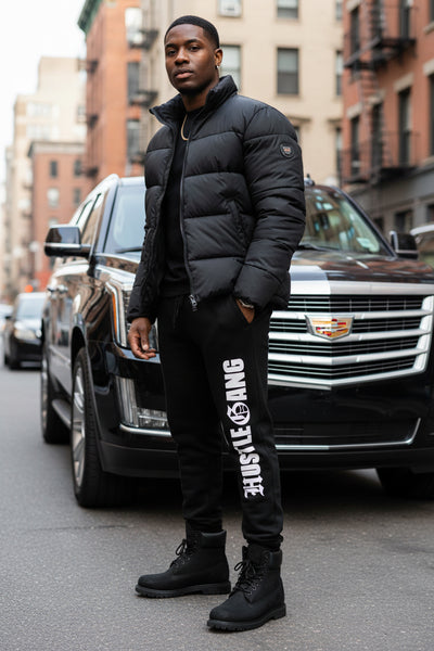 *HUSTLE GANG* (BLACK) ~OPEN LEG~ •SWEATPANTS FOR MEN•