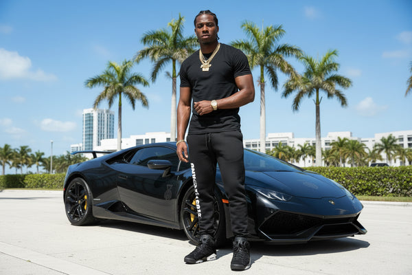 *HUSTLE GANG* (BLACK) ~OPEN LEG~ •SWEATPANTS FOR MEN•