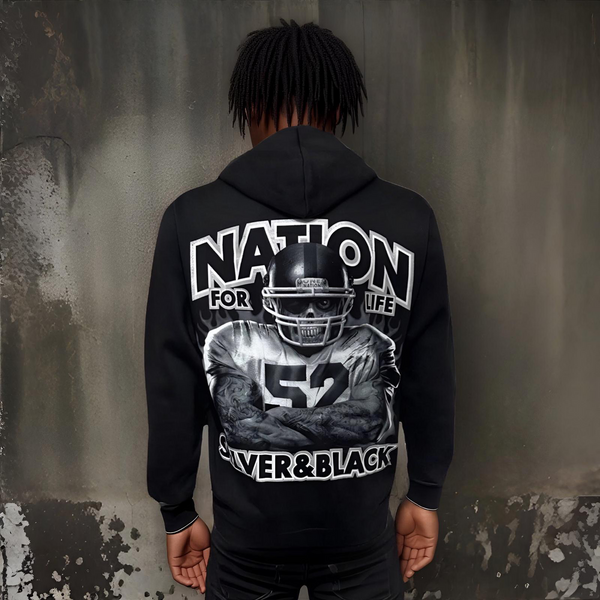 ^SILVER & BLACK^ ~NATION FOR LIFE~ (RAIDERS) PULLOVER HOODIES