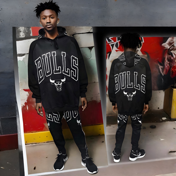 ^BULLS^ (BLACK) *CUT & SEW* LUXURY JOGGER SWEATSUITS