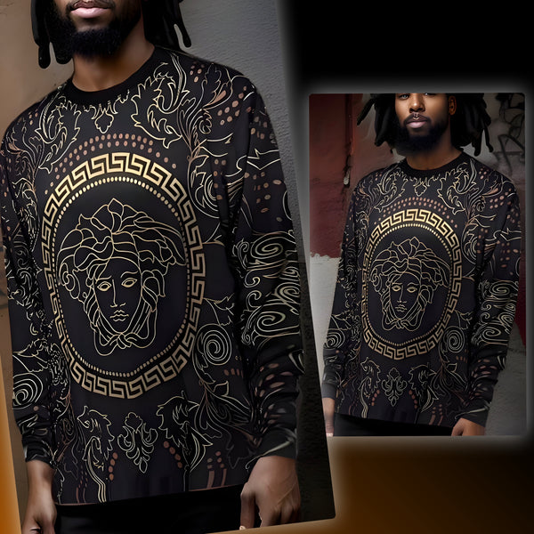 ^V3R$@C3^ (STYLE) LONG SLEEVE TEES (BLACK-GOLD MULTI)