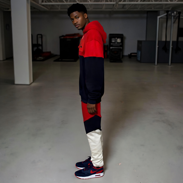 ^CHAMPION CHIEFIN’^ (RED-NAVY-WHITE) FULL HOODED SWEATSUITS (UNISEX)