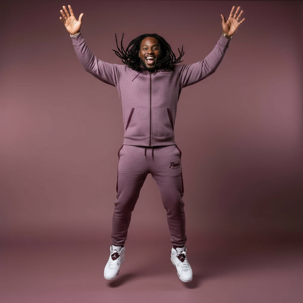 *PARISH NATION* LIGHT BURGUNDY BIG & TALL HOODED SWEATSUITS (FULL ZIP)