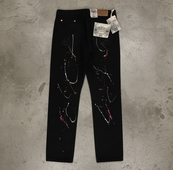 *CONTENDER* (BLACK) *PAINT DRIP* DENIM JEANS FOR MEN
