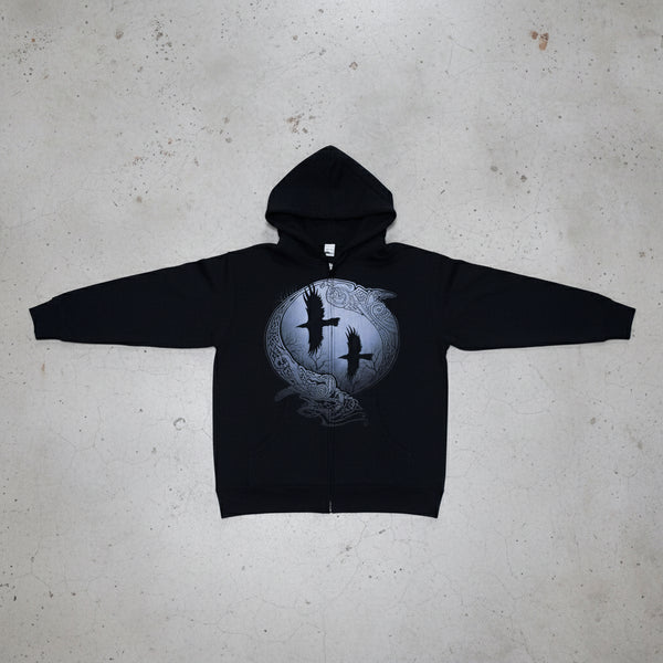*DESIGN BY HUMANS* (DARK NAVY) ZIP UP HOODIE (DISTRESSED LOGO STYLE)
