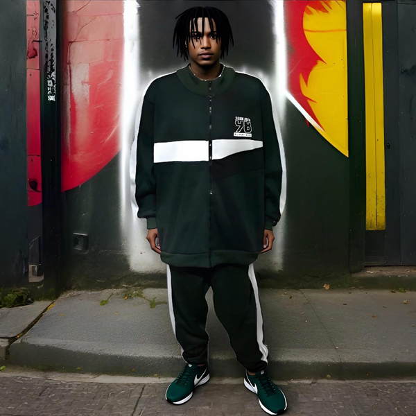 ^SEAN JOHN^ (*GREEN-MULTI*) POLYESTER COLLARED ZIP UP TRACKSUITS (XB SIZED)