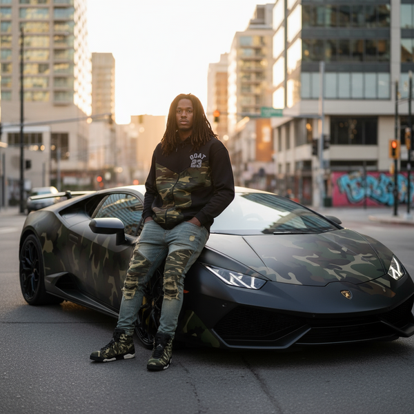 *23 GOAT* CAMOUFLAGE LUXURY ZIP UP HOODIES (CUT & SEW) (EMBROIDERED LOGO)