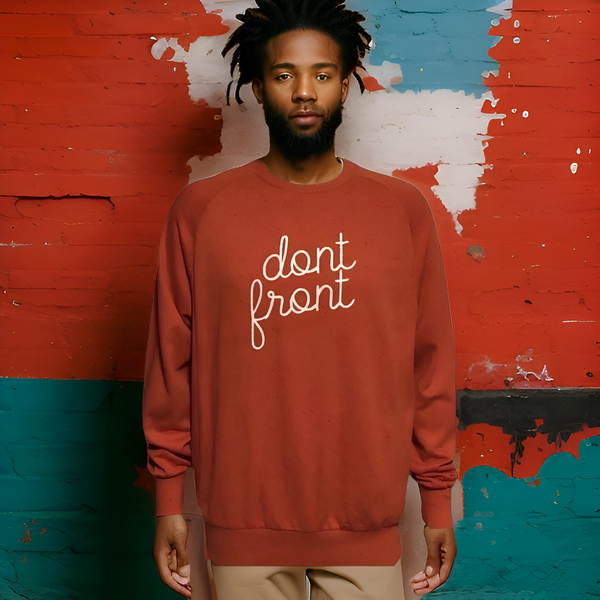 ^DIEM^ (ORANGE) ~DON'T FRONT~ EMBROIDERED KNIT CREWNECKS