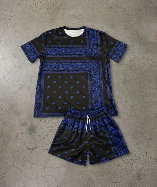 *MATCHING BANDANA SET* ~Lightweight Summer Activewear~ (Blue bandana on black)