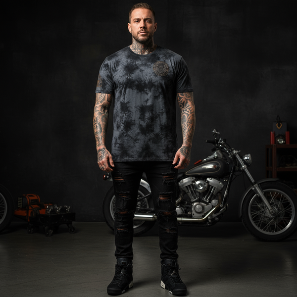 *HEADRUSH* (Black-Acid Wash) ~Headrush Motors~ Short Sleeve T-shirts