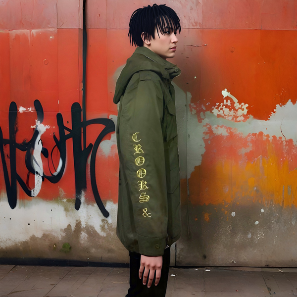 ^CROOKS & CASTLES^ (OLIVE GREEN) ~MAJOR GENERAL~ FALL JACKETS FOR MEN (OLIVE)