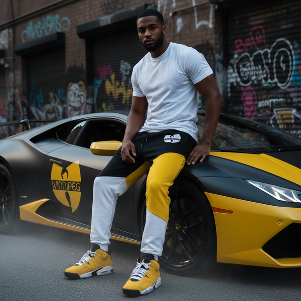 *WU-WINNIPEG* (3 TONE) ~CUT & SEW~ •JOGGER SWEATPANTS• (EMBROIDERED LOGO)