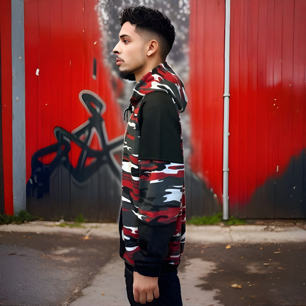 ^23 JORDAN^ (RED-CAMO) LUXURY PULLOVER HOODIES (EMBROIDERED)