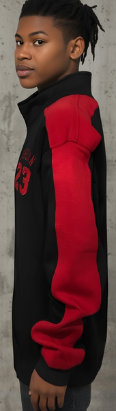 *23* (BLACK/RED) ~ZIP UP~ •TRACK JACKETS• (CUT & SEW) (EMBROIDERED LOGO)