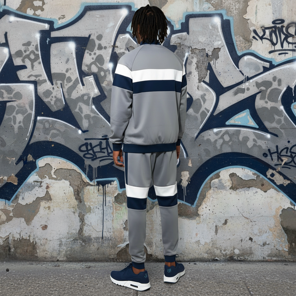 •HUSTLE GANG• (GREY-MULTI) ~SIMPLE CHIEF~ KNIT TRACKSUITS