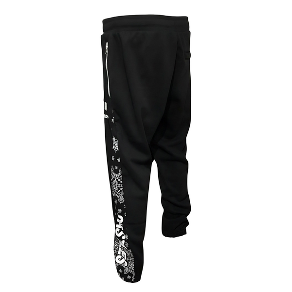 *CROOKS & CASTLES* (BLACK) DEATH ROW *BANDANA* JOGGER SWEATPANTS (COLLABS)