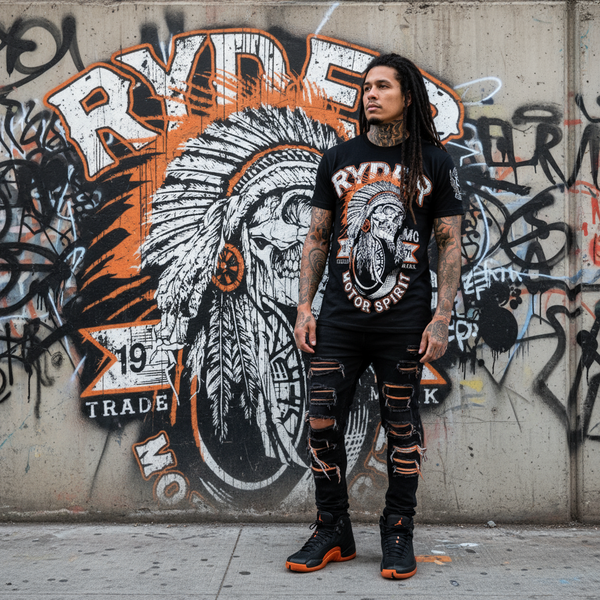 *RYDER SUPPLY* (BLACK) ~MOTOR SPIRIT~ MEN'S T-SHIRT (SMALL)