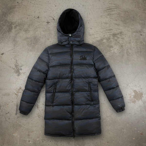 *CROOKS & CASTLES* (BLACK) ~TIGER~ PUFFER LONG BODY WINTER JACKETS FOR MEN