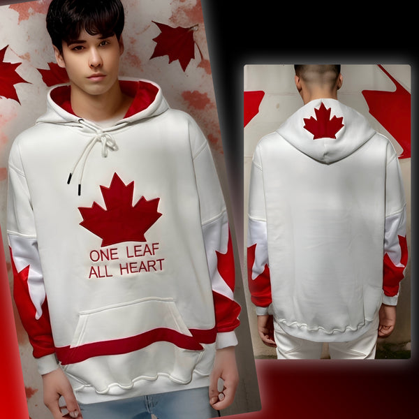 ^ALL HEART^ ~CANADIAN WORLD JUNIOR HOCKEY~ (WHITE-RED) PULLOVER HOODIES