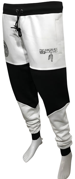 ^CHIEF V3R$@C3^ (BLACK/WHITE) JOGGER SWEATPANTS (TWO TONE) (CUT & SEW)