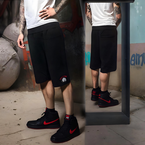 ^HUSTLE GANG^ (BLACK) ~SIMPLE CHIEF~ COTTON SHORTS
