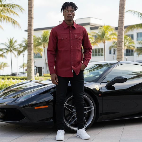 *ECKO UNLIMITED* ~WINE RED~ •LONG SLEEVE DRESS SHIRT•