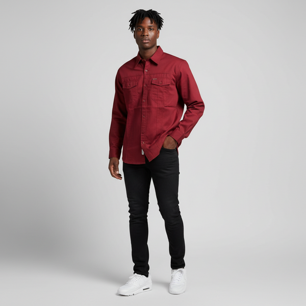 *ECKO UNLIMITED* ~WINE RED~ •LONG SLEEVE DRESS SHIRT•