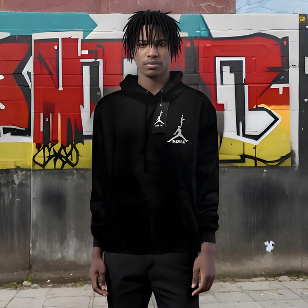 ^BLACK FLAG^ (BLACK) ~AIR JORDAN DRACO STRAPPED~ PULLOVER HOODIES (EMBROIDERED LOGOS)