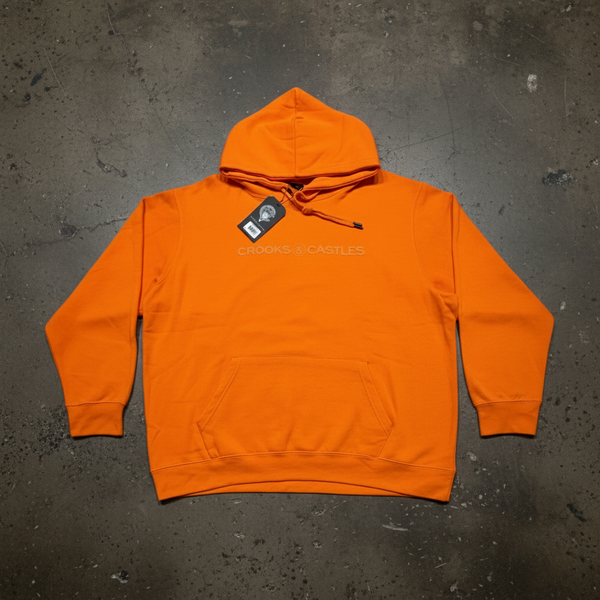 *CROOKS & CASTLES* (ORANGE) ~SANS SERIF LOGO~ PULLOVER HOODIES FOR MEN
