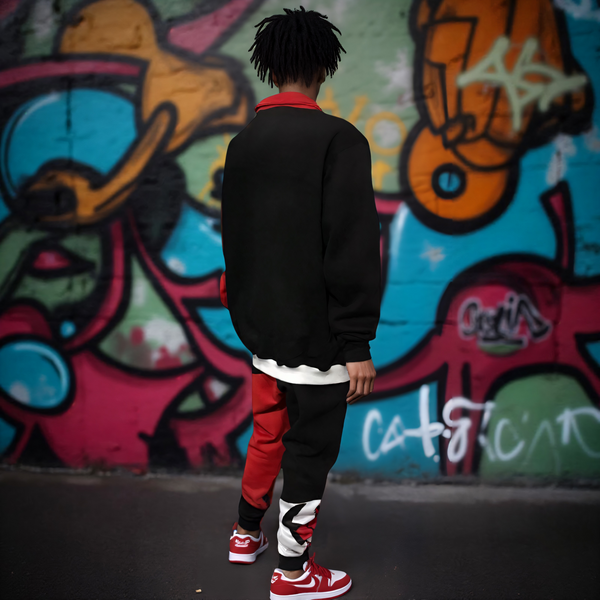•CHAMPION CHIEF• (RED-MULTI) LUXURY ZIP UP TRACKSUITS (CUT & SEW) (EMBROIDERED LOGOS)